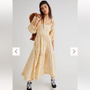Free People Dahlia Embroidered Maxi Dress in Pearl Island